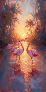 Flamingo's in de Ochtendzon van Whale & Sons