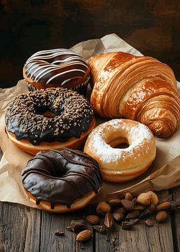 Heerlijk gebak met chocolade en croissant van Pixelbull Design