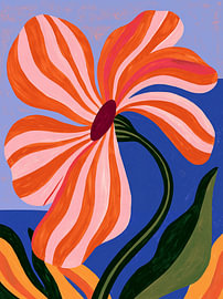 Flor de Fuego – Expressive Blume in Orange und Rosa von Marco Müller-Vo
