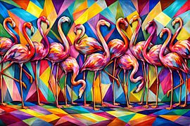 Flamingo groep abstract