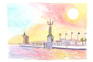 Konstanz Deutschland mit Seeblick vom Hafen mit Imperia Statue