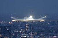 The illuminated Feijenoord Stadium De Kuip during the classic match