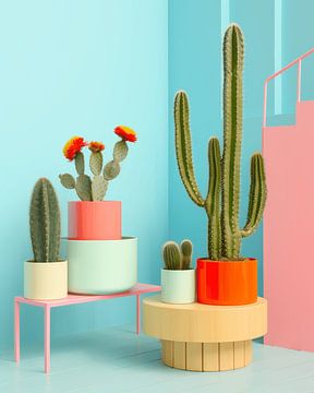 Famille de cactus mexicains colorés sur Studio Allee