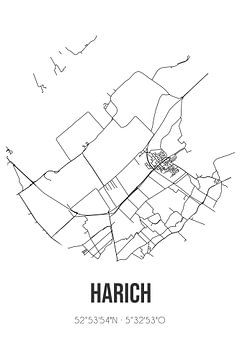 Harich (Fryslan) | Landkaart | Zwart-wit van Rezona