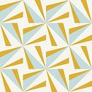 Retro geometrie met driehoeken in Bauhaus-stijl in blauw, geel, wit van Dina Dankers thumbnail