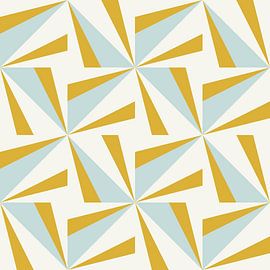 Retro-Geometrie mit Dreiecken im Bauhaus-Stil in blau, gelb, weiß von Dina Dankers