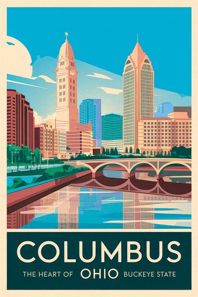 Columbus, Ohio Vintage Reisposter van Poster Art Shop