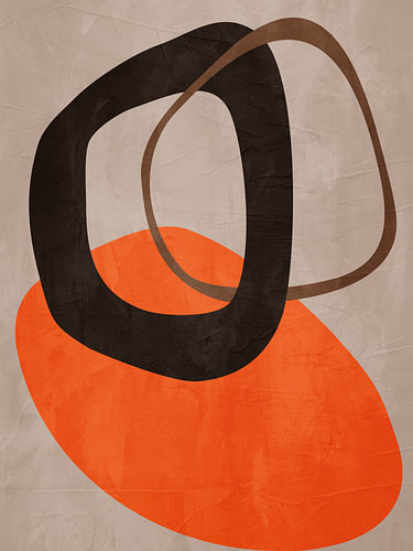 Abstract, organic-geometric modern art in earth tones