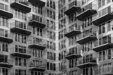 Zwart Wit close up moderne architectuur in Amsterdam