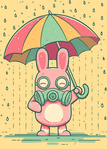 Hase mit Gasmaske im sauren Regen von Pixelbull Design