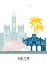 Skyline-Illustration der Stadt Valencia, Spanien in Farbe von Mevrouw Emmer Miniaturansicht
