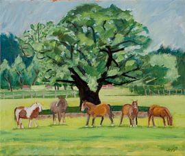 Die fünf Pferde von Antonie van Gelder Beeldend kunstenaar