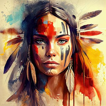 Krachtige Amerikaanse Inheemse Vrouw #3 van Chromatic Fusion Studio