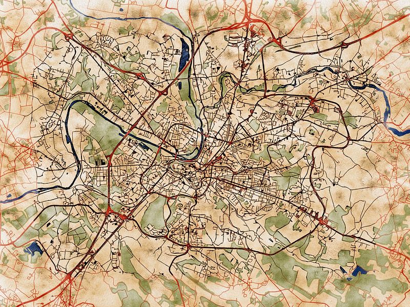 Map of Angoulême with the style 'Serene Summer' by Maporia
