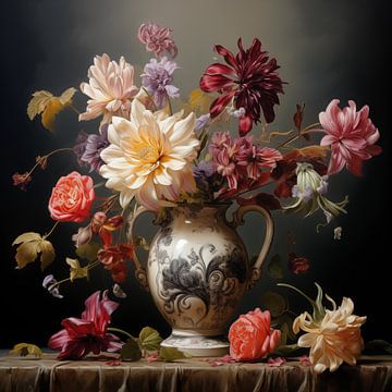 Vase avec fleurs colorées sur The Xclusive Art