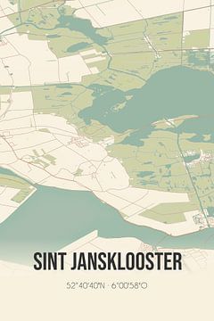 Vintage landkaart van Sint Jansklooster (Overijssel) van Rezona