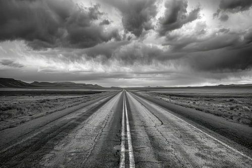 Endless expanse - black and white photograph of a street