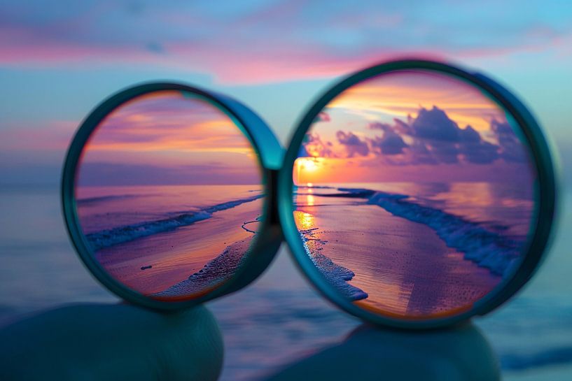 Reflection of sunset in spectacle lenses by Art & Soul Creations