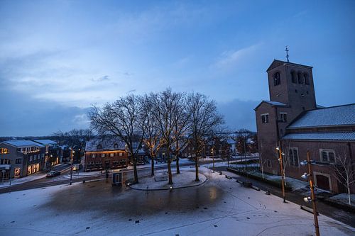Raadhuisplein Drunen in de Sneeuw
