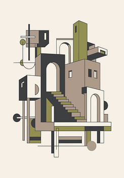 Surreal Architectural Staircase Abstract Art