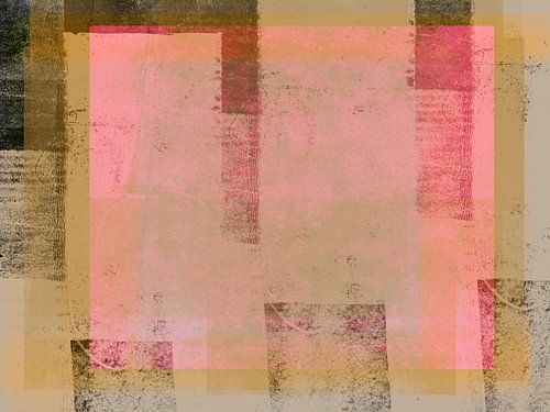 Het leven in de stad. Moderne abstracte kunst in geel, roze, terra en wit.