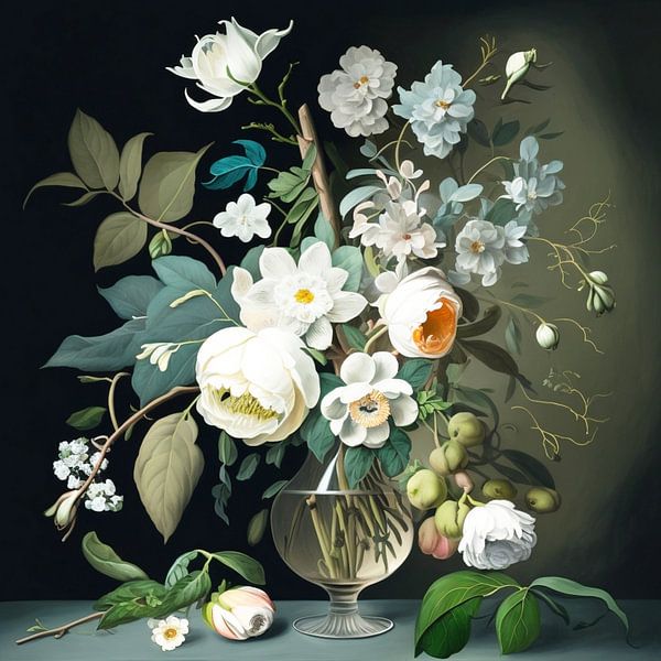 Still Life Flowers Vase Netherlands Baroque Elegance by gm_designs