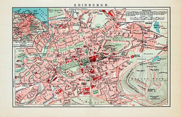 Vintage plattegrond Edinburgh ca. 1900 van Studio Wunderkammer