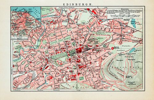 Vintage plattegrond Edinburgh ca. 1900