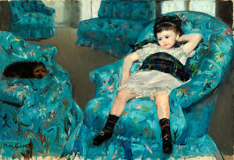 Meisje in een blauwe leunstoel, Mary Cassatt van Liszt Collection