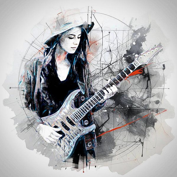 Female guitarist (art) by Art by Jeronimo