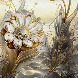 Goud- en zilverkleurige winterbloemen 3 van Joost Bolten