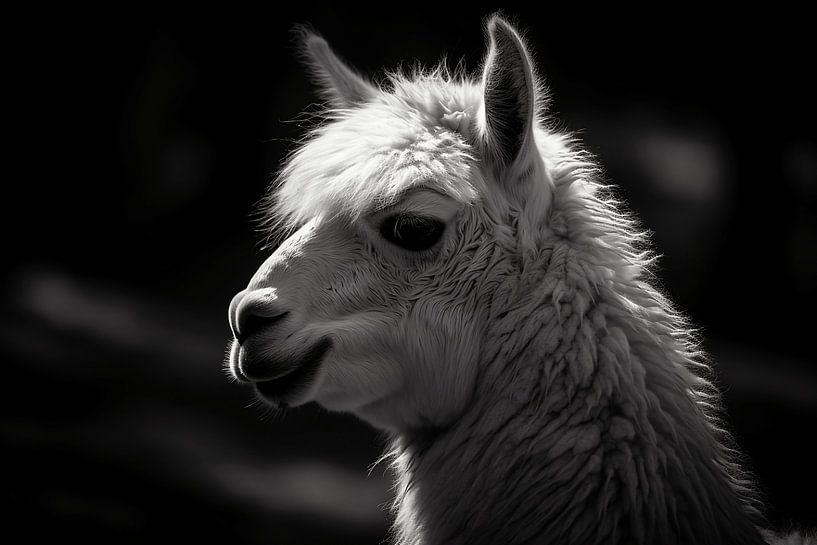 Monochrom Lama von NJ Midnight Studio