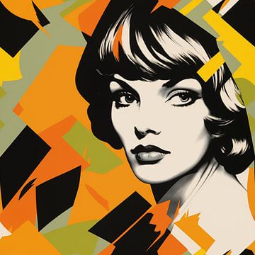 Portret vrouw abstract retro pop art contrast expressie van gm_designs