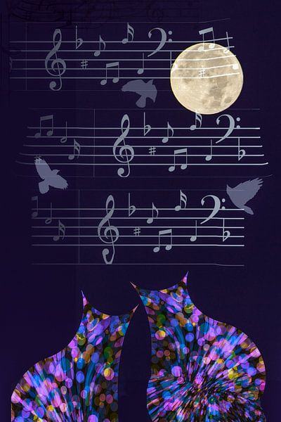 Cat Love - Moonlight Sonata van Christine Nöhmeier