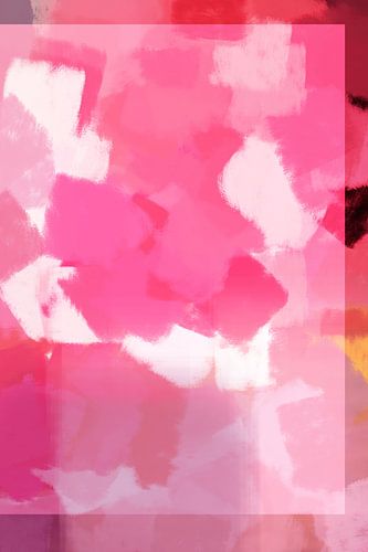 Moderne abstracte kleurrijke kunst in neonroze en wit