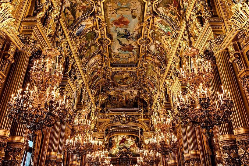 Indrukwekkende zaal van Palais Garnier, Parijs van Dana Schoenmaker