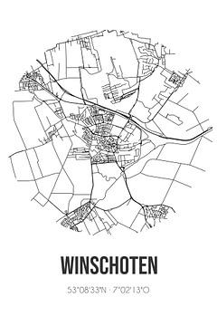 Winschoten (Groningen) | Landkaart | Zwart-wit van MijnStadsPoster