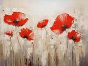 Poppies in red beige and white by Black Coffee thumbnail