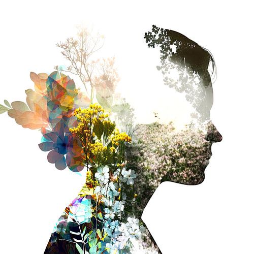 Zomers silhouet portret van een vrouw