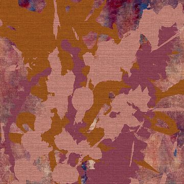 Kleurrijk wandkleed. Curry, lila en roze botanisch abstract. van Dina Dankers