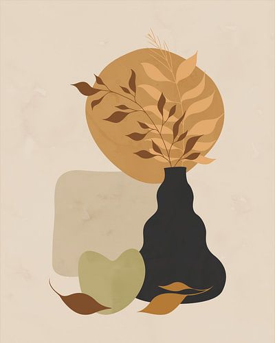 Minimalist still life in light earth tones
