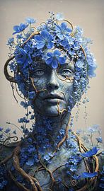 Bloom of Silence – Surreal Floral Portrait in Blue
