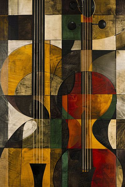 Abstract verbeelding van een gitaar in kleur van Imperial Art House