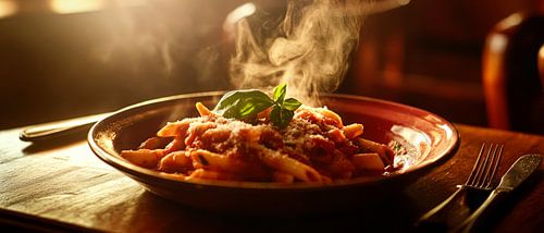 Dampende heerlijke pasta - een moment van plezier