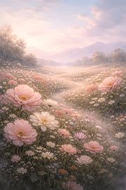 Dromerig landschap met wilde bloemenweide van Adi Wibowo