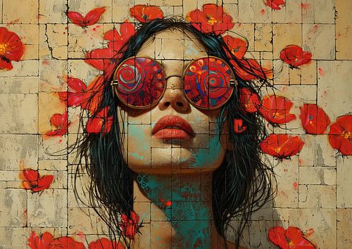 Femme avec des tournesols