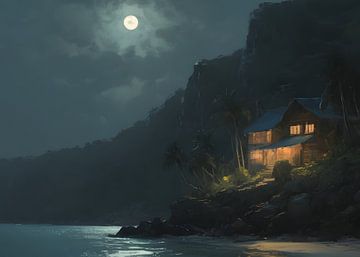 Beach At Night by Timba Art