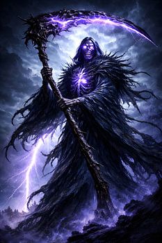 Purple Grim Reaper Lightning Fantasy Art