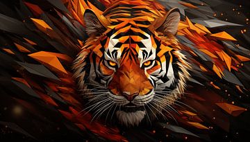 Wütender Tiger abstraktes Panorama von TheXclusive Art