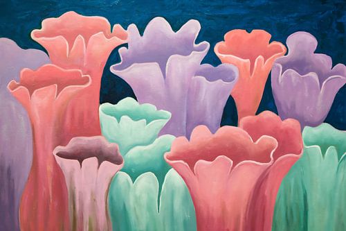 Fleurs colorées dans un dessin abstrait